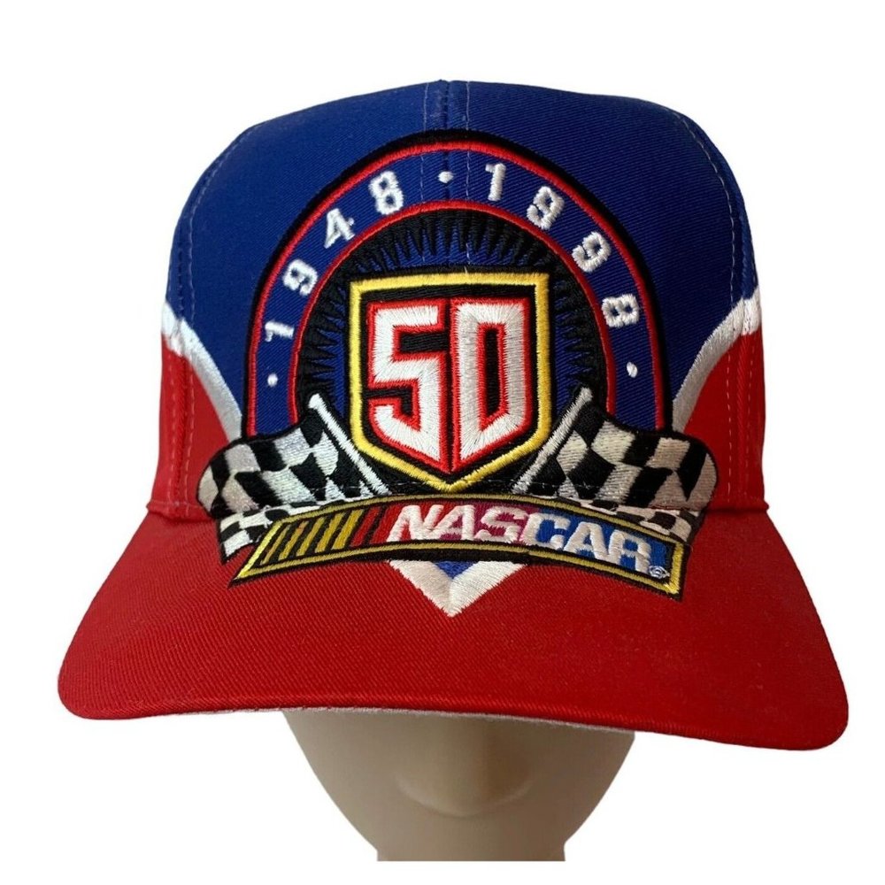 Nascar‎ 50 50th Anniversary Hat Cap 1948-1998 Blue Red Snapback Chase Authentics